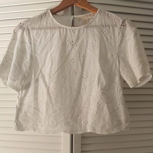 Michael Kors eyelet lace linen crop top
